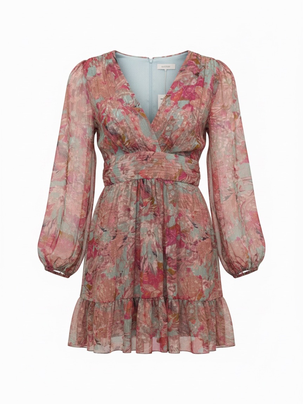 Alex Marie Pink and Green Floral Long Sleeve Dress - Picture 2 of 8